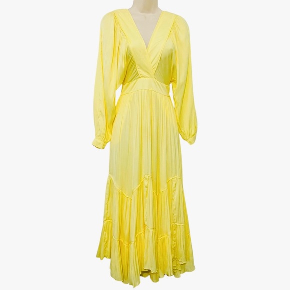 Free People Shiny I Need To Know Maxi Midi Dress Butter Yellow - Picture 11 of 14